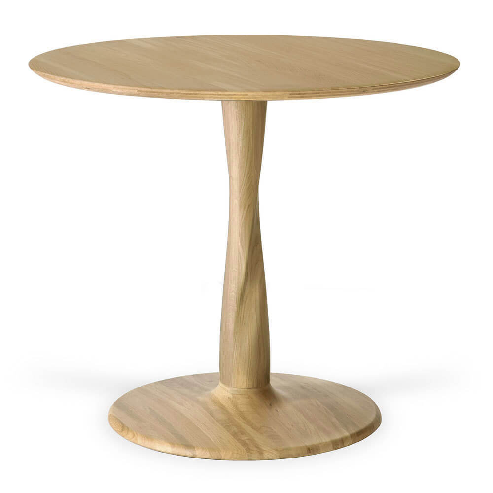 Varnished Oak Round Torsion Dining Table